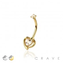 316L SURGICAL STEEL TOP CZ WITH CZ HEART EYEBROW (CURVED BARBELL)